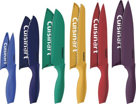 Cuisinart C55-12PCKSAM Facas de aço inoxidável revestidas de cerâmica, vem com 6 lâminas e 6 protetores de lâminas, codificadas por cores para reduzir o risco de contaminação cruzada, joia