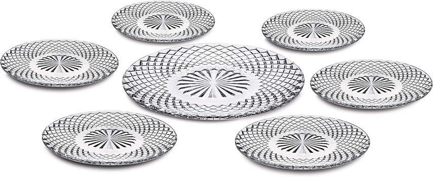 Conjunto de Pratos de Vidro Diamond 7 Peças Euro Transparente