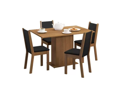 Conjunto Sala de Jantar Madesa Talita Mesa Tampo de Madeira com 4 Cadeiras