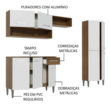 Armário Cozinha Compacta Madesa Emilly Pop Com Balcão Br