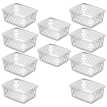Kit 10 Cesto Caixa Organizador Multiuso Pequeno Transparente – Uninjet