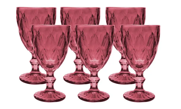 Jogo de Taças para Bebidas de Vidro 330ml – 6 Peças Haus Diamond Empire