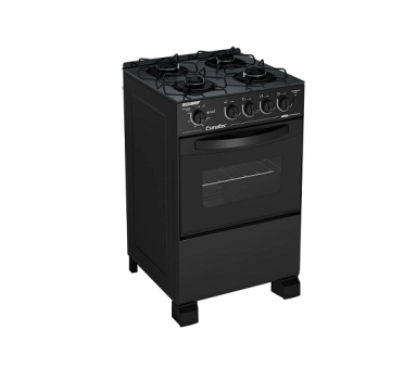 Fogão Esmaltec 4 Bocas Caribe Glass c/ Mesa de Vidro Temperado – Preto