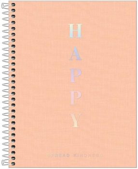 Caderno capa plástica colegial 1×1 80 folhas Happy Coral pastel Tilibra