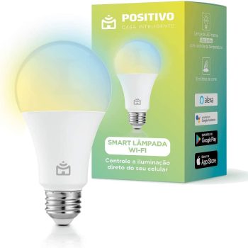 Smart Lâmpada Wi-Fi Positivo Casa Inteligente, Branca Quente e Fria, Colorido RGB, LED 9W, Bivolt – Compatível com Alexa