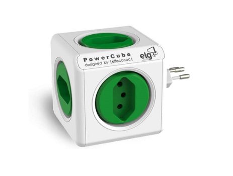 Multiplicador 5 Tomadas Bivolt – PowerCube ELG – PWC-R5, Verde e Branco