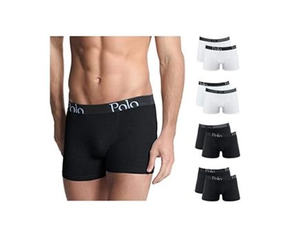 Kit com 8 Cuecas Boxer Pretas e Brancas Cotton Premium, polo Match, Masculino