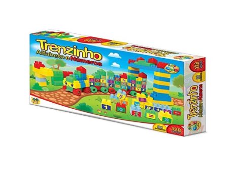 Brinquedo trenzinho alfabeto e números educativo 128 peças