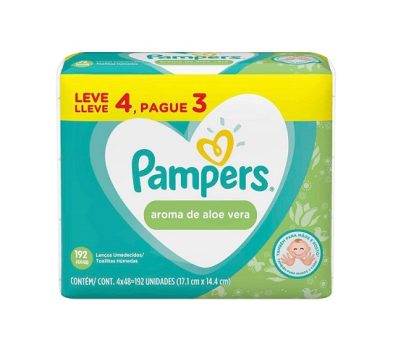 Lenços Umedecidos Pampers Aroma de Aloe Vera 192 Unidades