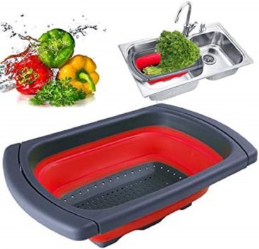 Escorredor Macarrao Silicone Expansivel Alça Retratil Pia Legumes Frutas Cozinha