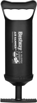 Bestway, Bomba de ar manual 30cm para infláveis com 3 bicos adaptáveis, Preta