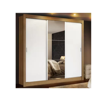 Guarda Roupa Casal Madesa Mônaco 3 Portas de Correr com Espelho