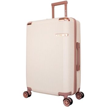 Mala de Viagem Média Cosmopolita Yins Brasil YS21160BG-M com Rodas Duplas Giro 360° em ABS 24 – Bege