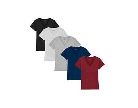 Kit 5 Camisetas Feminina Babylook Básica Algodão Gola V By Zaroc
