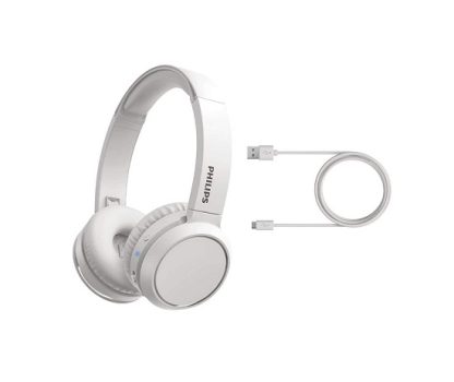 PHILIPS Headphone bluetooth on-ear com microfone, reforço de graves e energia para 29 horas na cor branco TAH4205WT/00, padrão