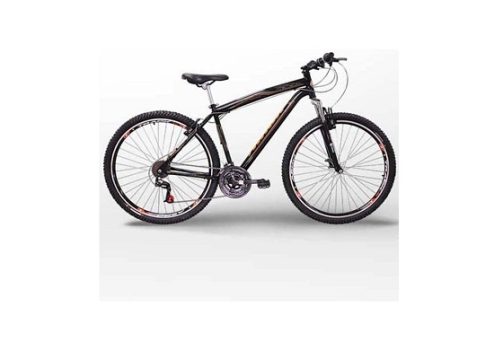 Bicicleta Aro 29 Black Preta e Laranja Aço 21v MTB Aero V-Brake, Track Bikes