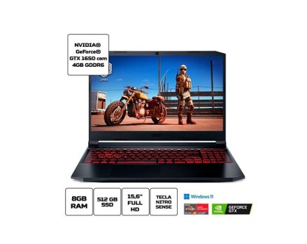 Notebook Gamer Acer Nitro 5 15.6 FHD 144Hz Ryzen 5 5600H SSD 512GB 8GB GTX 1650 4GB Windows 11 Home Preto – AN515-45-R91A