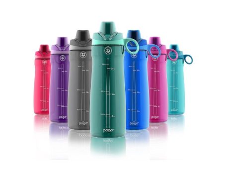 Pogo Garrafa de água de plástico Tritan livre de BPA com tampa Chug, 532 ml, azul-petróleo