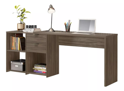 Mesa Computador Escritório Com 2 Gavetas Canto Em L Promoção