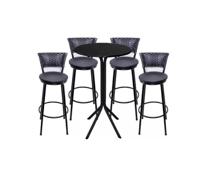 Conjunto Bistrô Com 4 Banquetas Juncada Preto