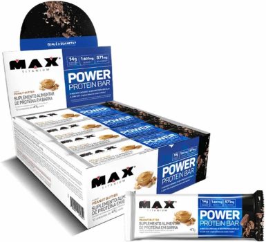 Power Protein Bar Caixa com 12 Unidades (492G) – Peanut Butter – Max Titanium