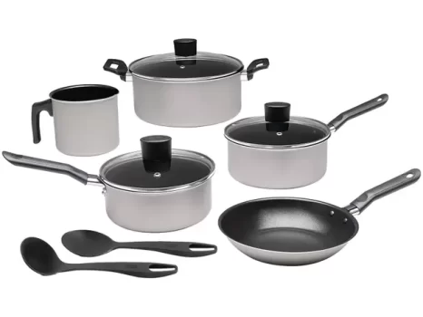 Jogo de Panelas Brinox Antiaderente de Alumínio – Champanhe 7 Peças Dolce