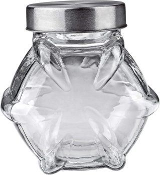 Baleiro e porta cápsula café Estrela de Vidro 2 litros, com Tampa inox, VDR1914, Euro Home