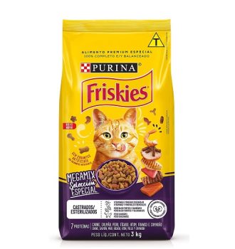 Nestlé Purina Friskies Ração Seca Para Gatos Adultos E Castrados Megamix 3Kg