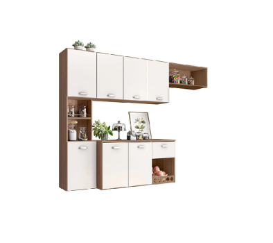 Cozinha Compacta Suspensa Poliman Mila com 7 Portas, 1 Prateleira e 1 Gaveta – 180cm de largura