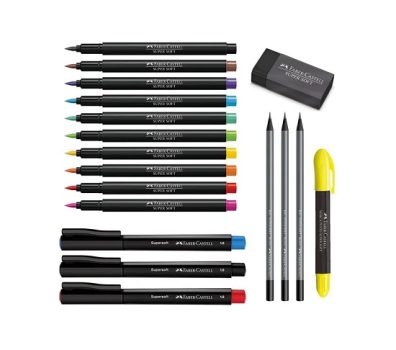 Kit Lettering, Faber-Castell, supersoft, KIT/LETSS, Edição Limitada, 18 peças