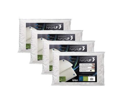 kit 4 pçs travesseiro nasa up 3 p/fronhas 50×70 cm – Fibrasca, Branco