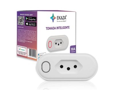 EKAZA TOMADA INTELIGENTE 10A, WI-FI, COMPATIVEL COM GOOGLE ASSISTENTE E ALEXA – T206