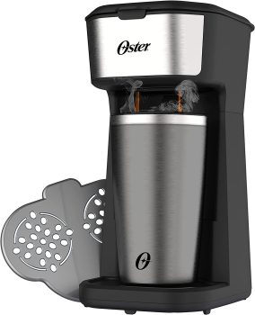 Cafeteira Oster 2Day Inox 2 em 1 com Copo Térmico, 220V, Preto/Inox, 600W, OCAF200