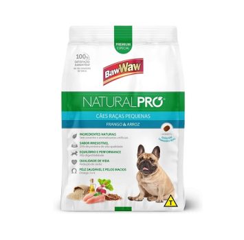 Ração Baw Waw Natural Pro para cães raças pequenas sabor Frango e Arroz – 10,1kg