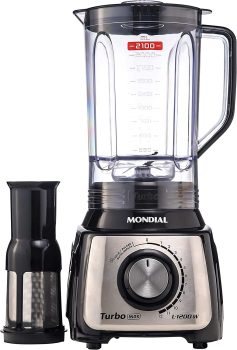 Liquidificador Mondial, Turbo Inox L-1200W, 220V, Preto, 3L – L-1200 BI