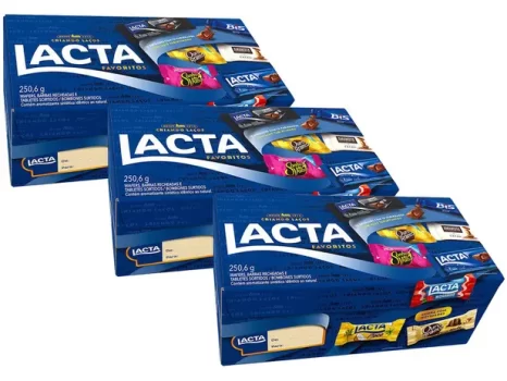 Kit Caixa de Bombom Lacta Favoritos 250,6g – 3 Unidades