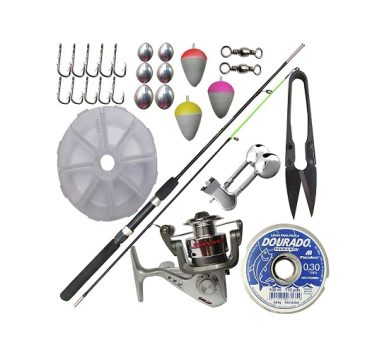 Kit Vara E Molinete Pesca Com Acessórios