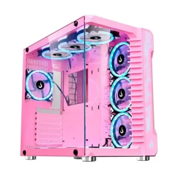 Gabinete Gamer Rise Mode Galaxy Glass, Mid Tower, Lateral e Frontal em Vidro Temperado, Rosa – RM-GA-GG-PK