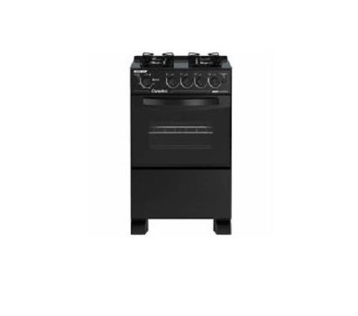 Fogão 4 Bocas à Gás Esmaltec Caribe Glass 4096 Mesa de Vidro com Acendimento Automático Preto Bivolt