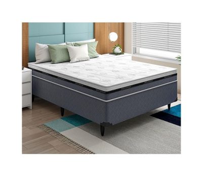 Cama Box Casal Hellen Prime com Molas Ensacadas 58 x 138 x 188 cm – Cinza/Preta