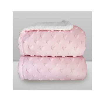 Cobertor Donna Laço Bebê Plush com Sherpa Hearts (Rosa Bebê)