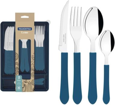 FAQUEIRO INOX 25PC LEME AZU