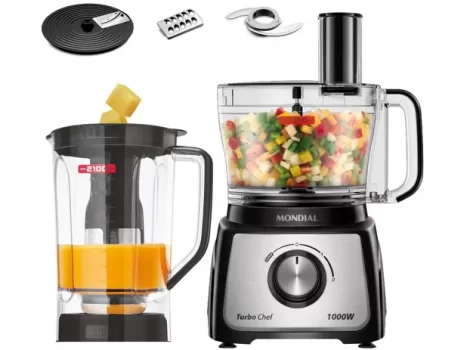 Multiprocessador de Alimentos Mondial Preto – Turbo Chef MPN-01-B 5 Funções 1000W