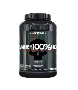 Whey 100% Hd Morango 900G, Black Skull