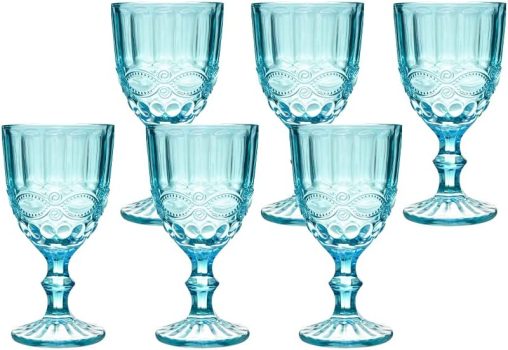Jogo de 6 Taças de Vidro Azul Tiffany com Capacidade de 320ml