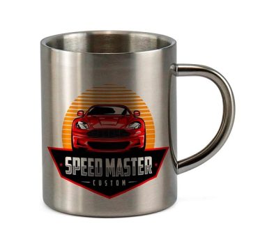 Caneca Inox 400ml Carro Esportivo Vermelho Frente Speed Master