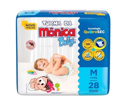 Fralda Turma da Mônica Baby Jumbo M 28 Unidades