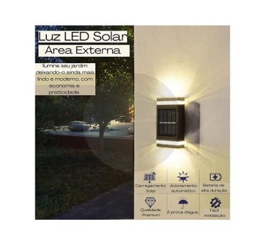 Kit 2 Arandelas Solares Iluminação Inteligente Economia de energia a Prova D’Água Iluminação para Área Externa Jardim Varanda Área Gourmet BAnpinSH