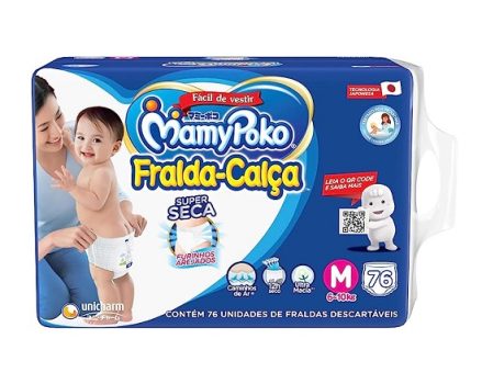 Fralda-Calça Super Seca MamyPoko Tamanho M, 76 unidades