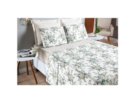 Jogo De Cama Bouti Lençol Casal Padrão Com 04 Peças Estampado Elie